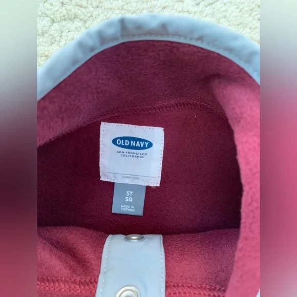Old Navy NWT Size 5T Maroon and Navy Snap-T Fleece Pullover Sweatshirt - Picture 3 of 6